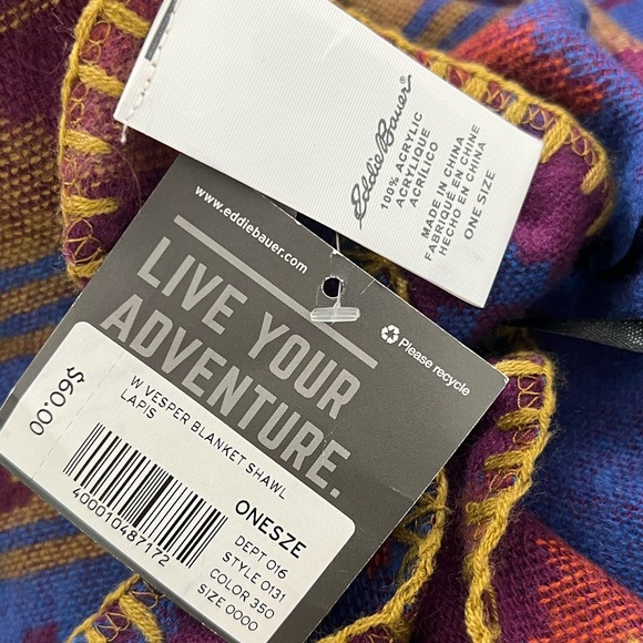 Eddie Bauer multicolor earth tone aztec southwest western Blanket Shawl OS - Picture 6 of 7